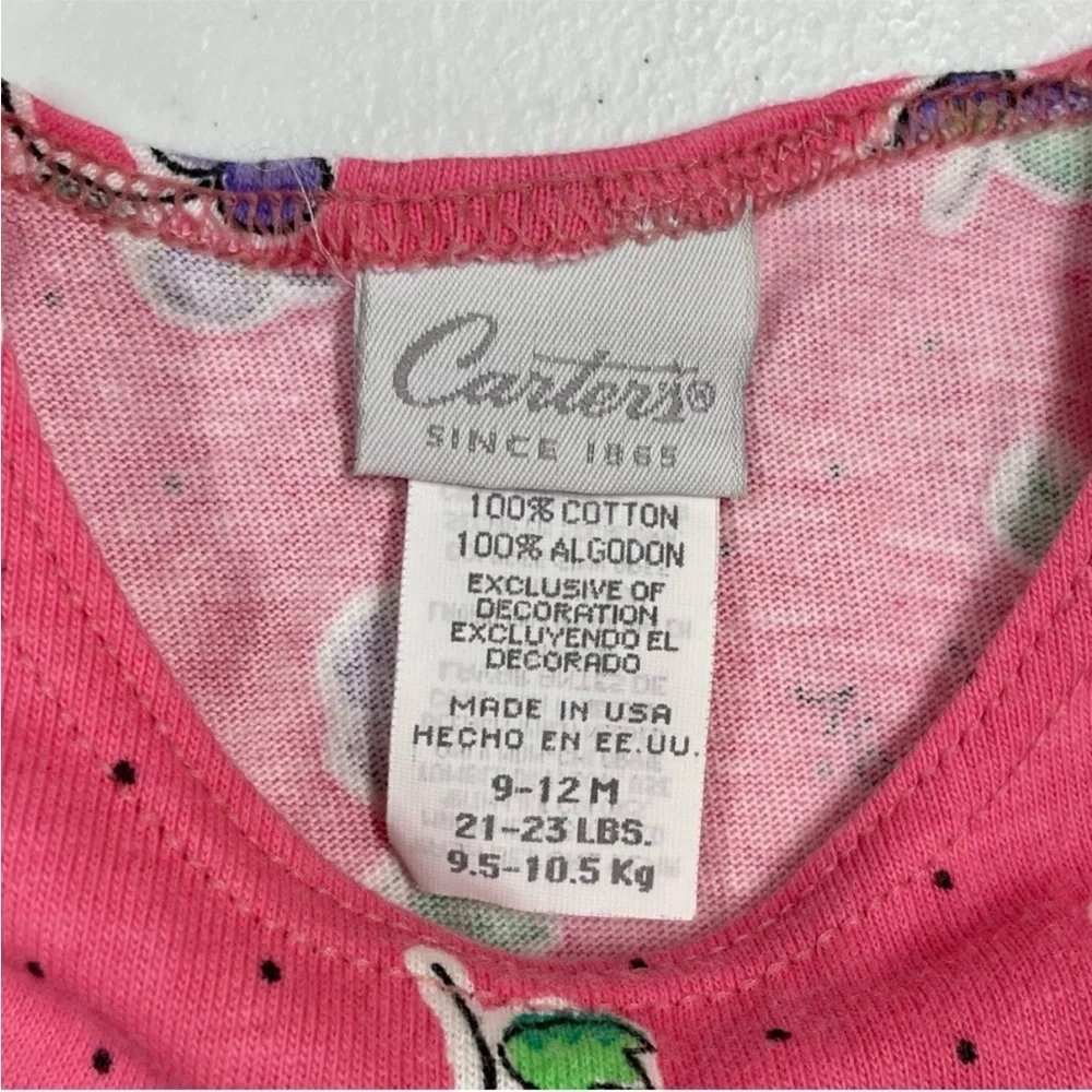 New Vintage Carters Romper Girls 9-12M Violets Pink Purple Made in USA Flowers